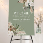 Modern botanical pampas eucalyptus wedding welcome
