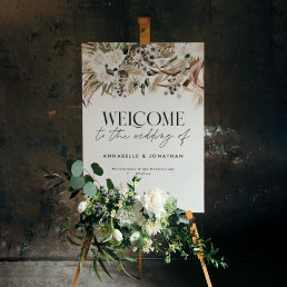 Modern botanical pampas eucalyptus wedding welcome foam board