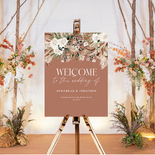 Modern botanical pampas eucalyptus wedding welcome foam board