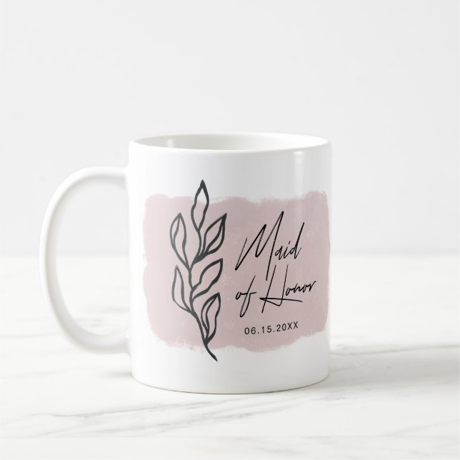 modern botanical pastel Maid of Honor Mug (Left)