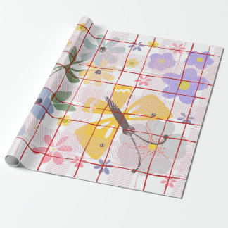 Modern botanical pattern Purple pink birthday Wrapping Paper