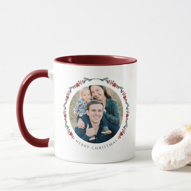 Modern Botanical Photo Christmas Mug (With Donut)