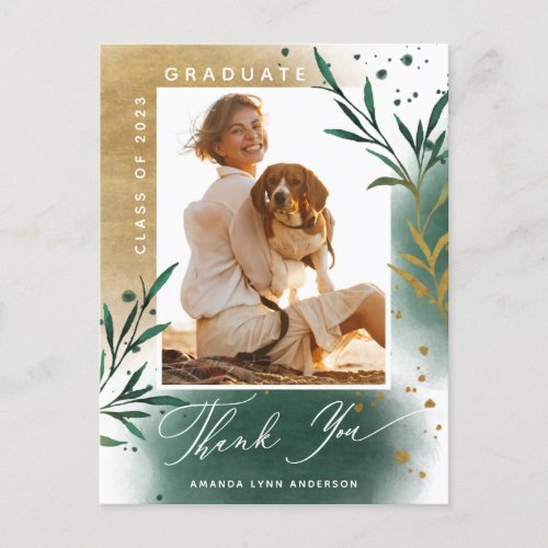 Modern Botanical Photo Graduation Announcement Postcard