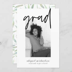 Modern Botanical Photo Graduation Party Invitation