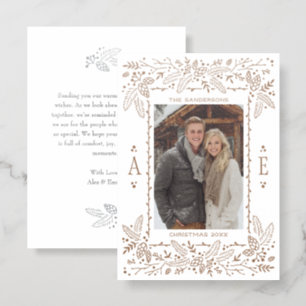 Modern Botanical Photo Letterpress Christmas Card