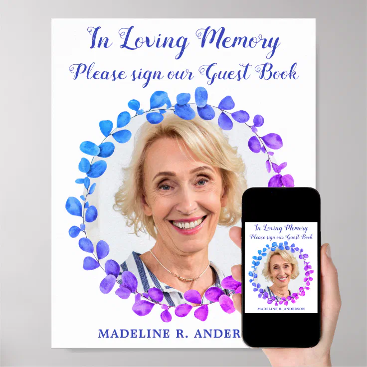 Modern Botanical Photo Memorial Guestbook Funeral Zazzle