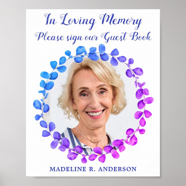 Modern Botanical Photo Memorial Guestbook Funeral  (Front)