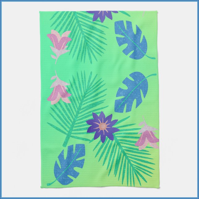 Modern Botanical Pink Green and Purple Tropical  Kitchen Towel (Creator Uploaded)