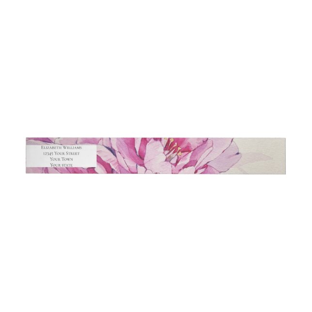 Modern Botanical Pink Peony Return Address Wrap Around Label (Individual)
