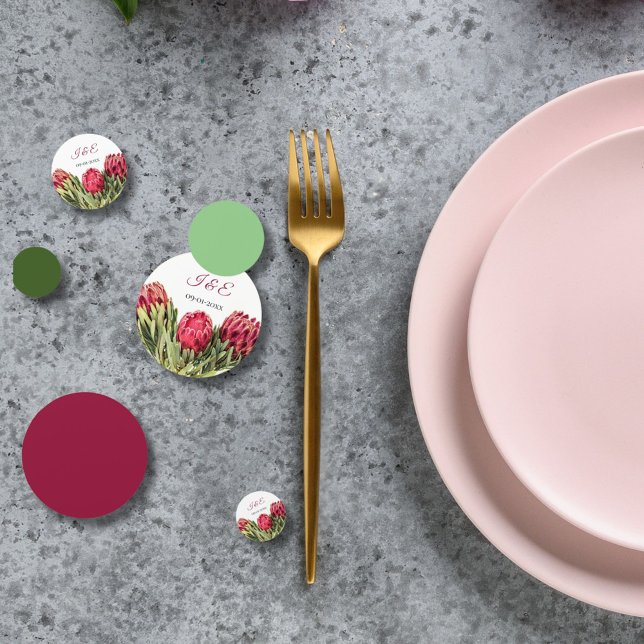 Modern Botanical Pink Protea Floral Wedding Guest  Confetti (Creator Uploaded)