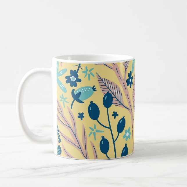 Modern Botanical Plants and Flowers Coffee Mug (Left)