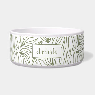 Modern Botanical Print Drink Dog Bowl