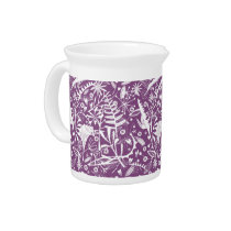 Modern Botanical Purple Beverage Pitcher