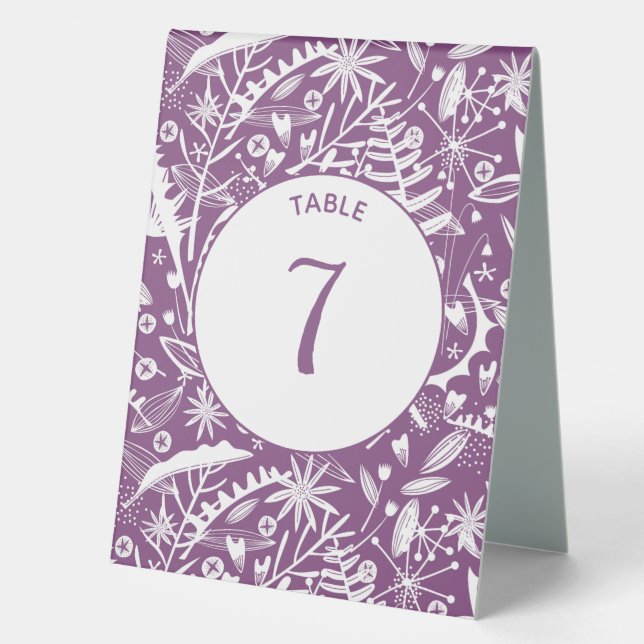 Modern Botanical Purple Table Tent (Front)