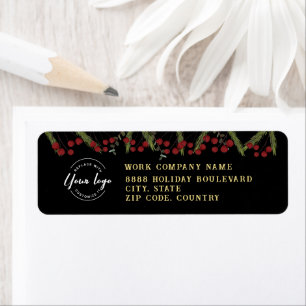 Modern Botanical Red Holly Pine business logo Label