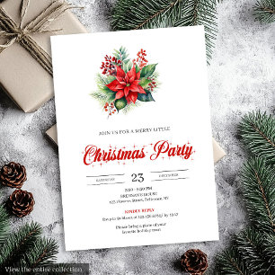 Modern Botanical Red Poinsettia Dinner Invitation