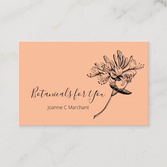 Modern Botanical Script and Honeysuckle UK / Euro Business Card (Front)