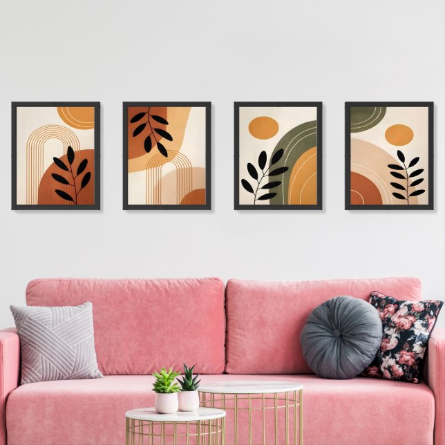 Modern Botanical Set of 4 Framed Art (Livingroom)