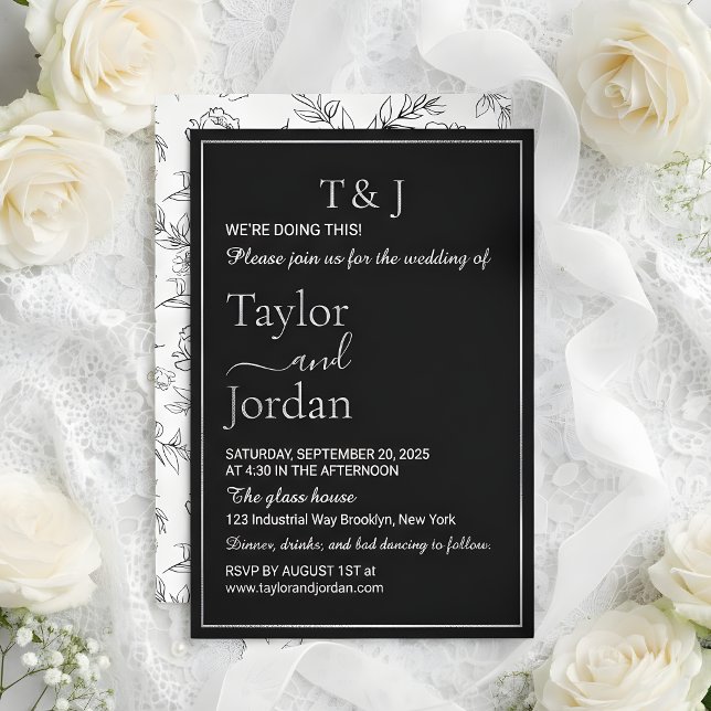 Modern Botanical Silver Foil Wedding Invitation |  (Creator Uploaded)