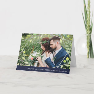 Modern Botanical   Silver Geo with Photo Thank You