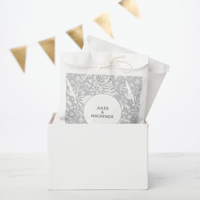 Modern Botanical Silver Gray Wedding Favor Bag (Party)