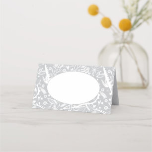 Modern Botanical Silver Gray Wedding Place Card