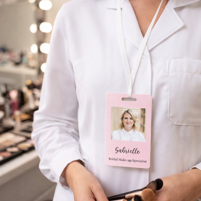 Modern Botanical Soft Pink Boho Photo  Badge (Creator Uploaded)
