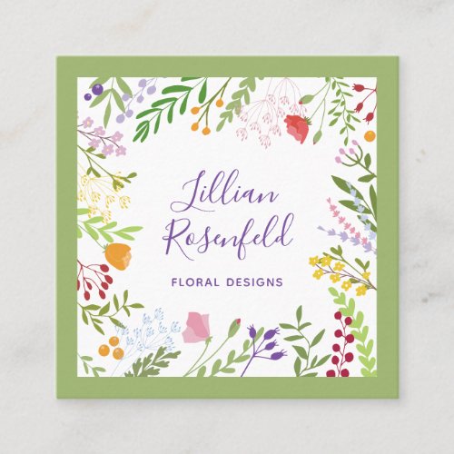 Modern Botanical Square Business Card