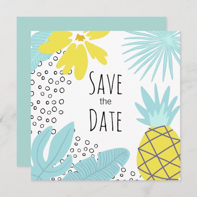 Modern botanical summer wedding Save the Date Invitation (Front/Back)