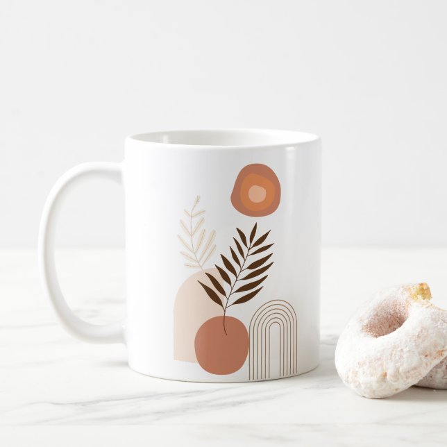 Modern Botanical Sunrise | Positive Vibes  Coffee Mug (With Donut)