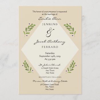 Modern Botanical Traditional Wedding Invitation by HeartSongNotes at Zazzle