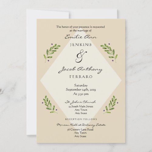 Modern Botanical Traditional Wedding Invitation