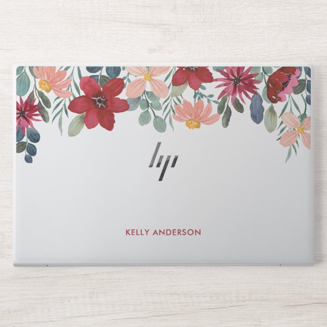 Modern Botanical Trendy Monogrammed Foliage Cover HP Laptop Skin (Front)