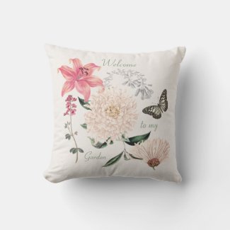 Modern Botanical Vignette Personalized Outdoor Pil