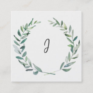 Modern botanical watercolor branch wreath square business card