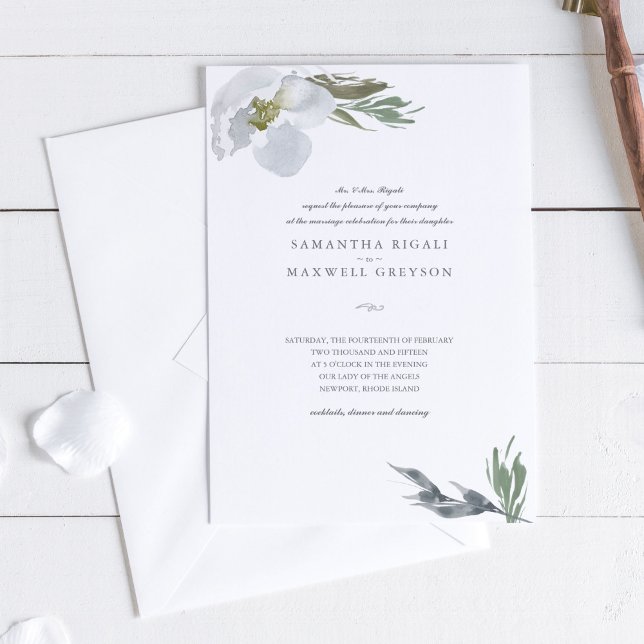 Modern Botanical Watercolor Flowers Wedding Invitation (Creator Uploaded)