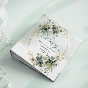 Modern Botanical Watercolor Greenery Wedding Album 3 Ring Binder