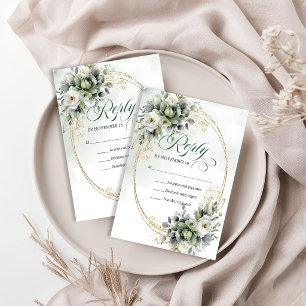 Modern Botanical Watercolor Greenery Wedding RSVP Card