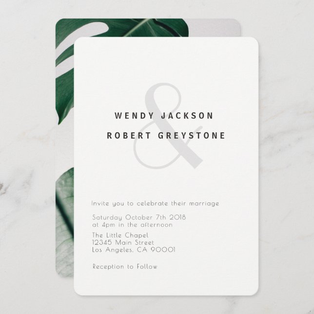 Modern Botanical Wedding Invitation (Front/Back)