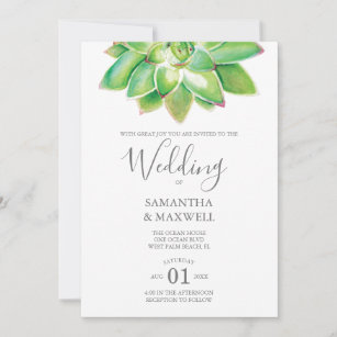 Modern Botanical Wedding Invitation Succulent