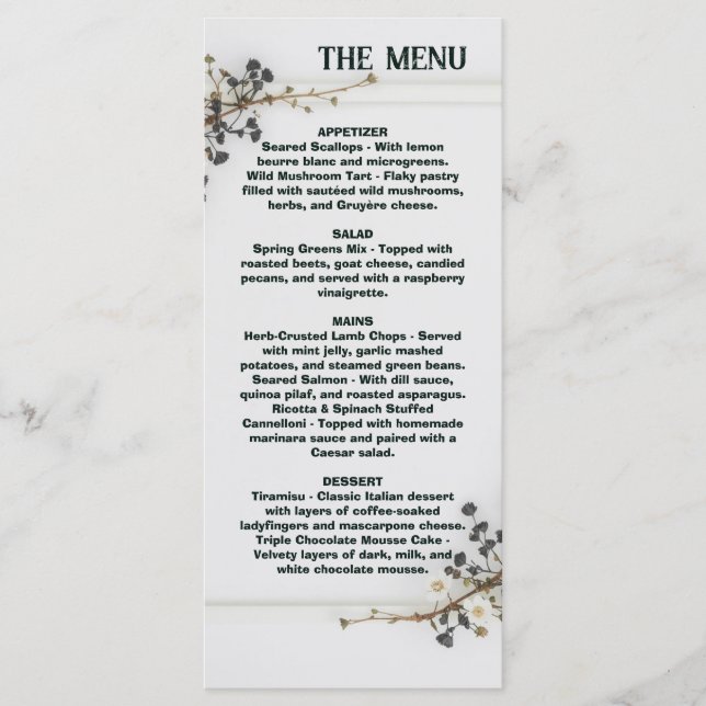 Modern Botanical Wedding Menu , Wedding Menu (Front)
