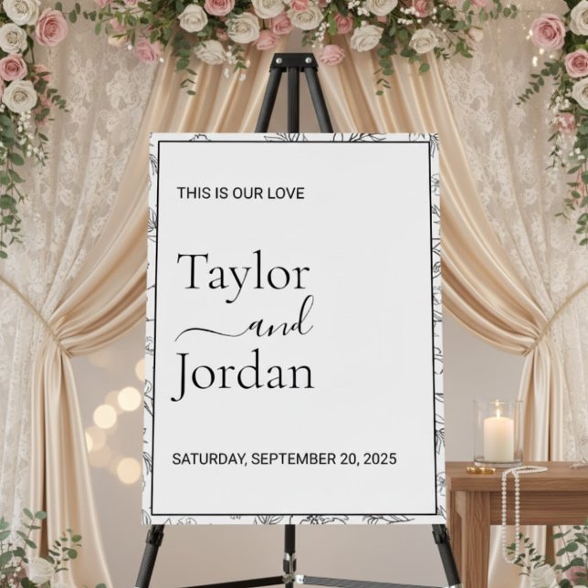 Modern Botanical Wedding Minimalist Welcome Foam Board (Creator Uploaded)