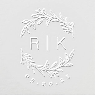 Modern Botanical Wedding Monogram Embosser