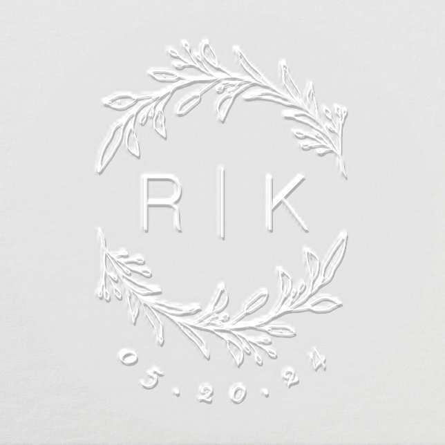 Modern Botanical Wedding Monogram Embosser (Design)