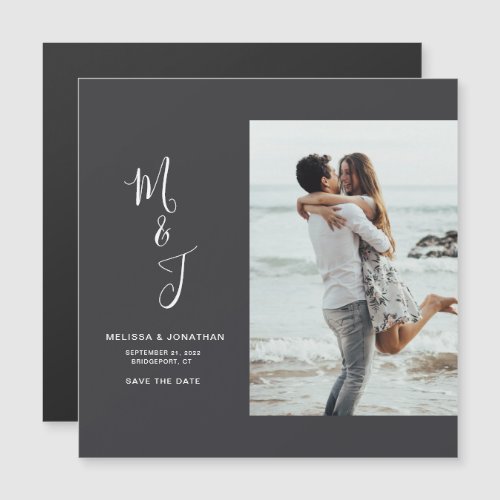 Modern  Botanical Wedding Photo Save The Date Magnetic Invitation