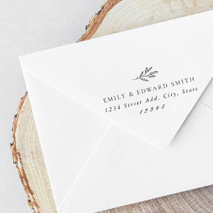 Modern Botanical Wedding Return Address Rubber Stamp