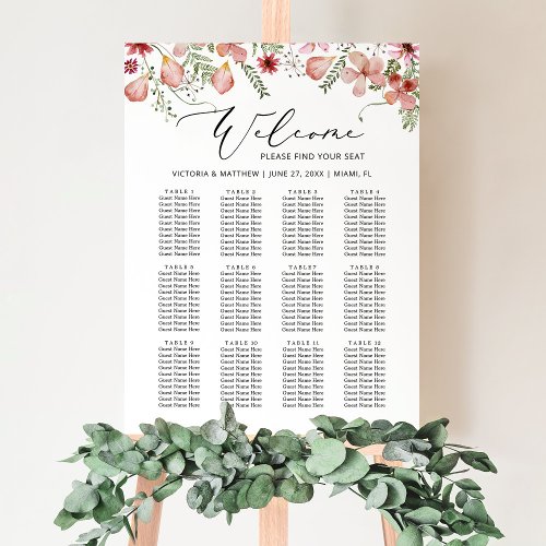 Modern Botanical Wedding Seating Chart  Foam Board
