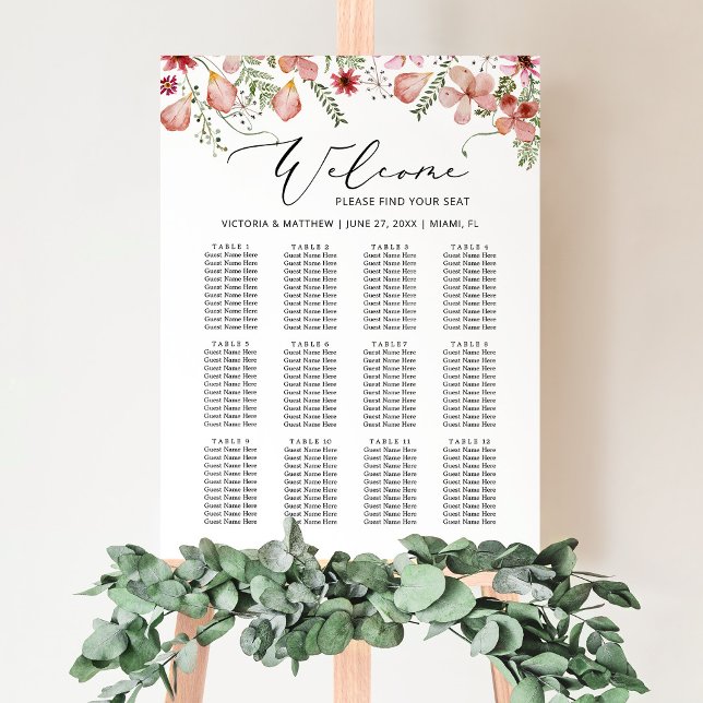 Modern Botanical Wedding Seating Chart  Foam Board (Creator Uploaded)