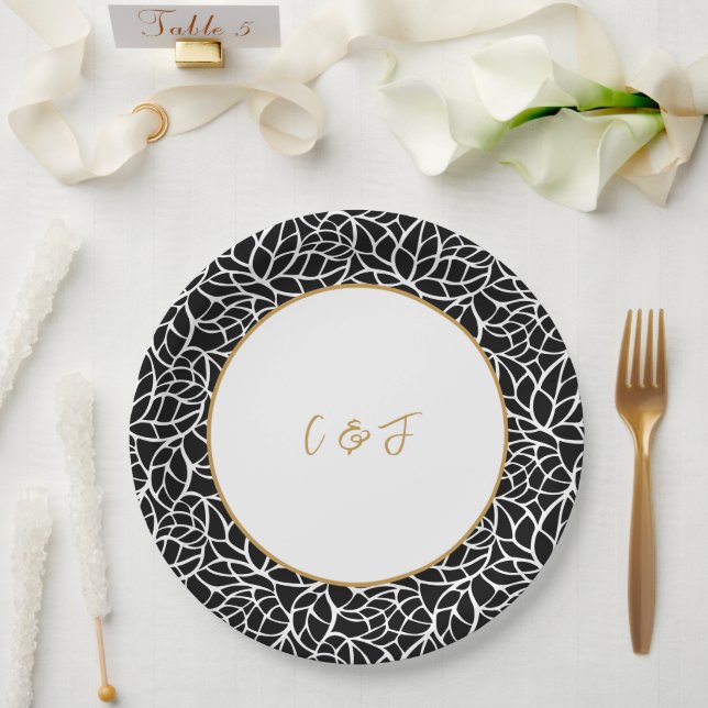 Modern Botanical Wedding Theme Paper Plates (Wedding)