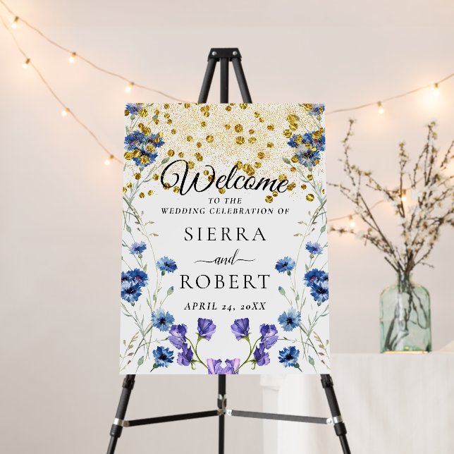 Modern Botanical Wedding Welcome Sign (In Situ (Stand))